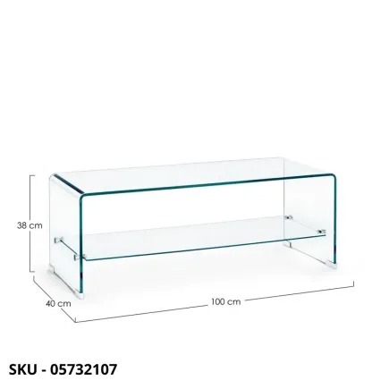 Tavolino Iride a 2 Piani in Vetro Non Temperato e Mensola in Vetro Temperato - Stile Moderno – Contemporaneo – Made in Italy