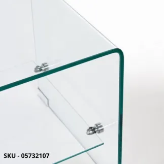 Tavolino Iride a 2 Piani in Vetro Non Temperato e Mensola in Vetro Temperato - Stile Moderno – Contemporaneo – Made in Italy