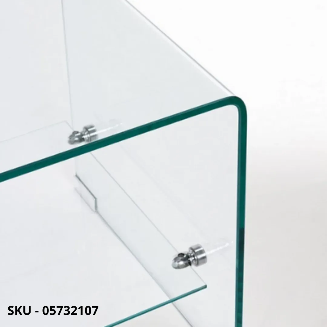 marca-design-shop-stile-moderno-stile-contemporaneo- Tavolino Iride a 2 Piani in Vetro Non Temperato e Mensola in Vetro