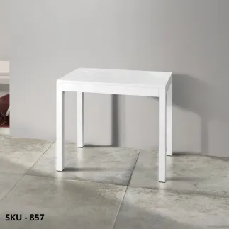 Tavolo Consolle Allungabile con Piano in Laminato Rovere Naturale, Bianco o Beton e Struttura in Metallo