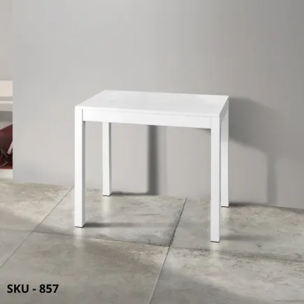 Tavolo Consolle Allungabile con Piano in Laminato Rovere Naturale, Bianco o Beton e Struttura in Metallo