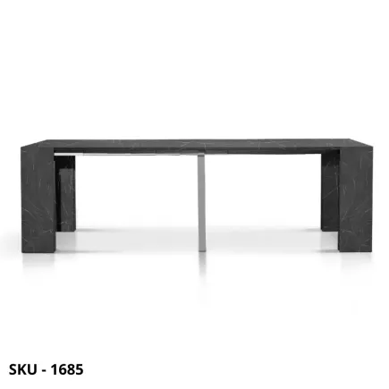 Consolle allungabile in Nobilitato, Nera con Finitura Marmo, con 5 Allunghe – Stile Moderno – Contemporaneo – Made in Italy