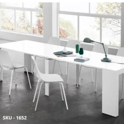 Consolle Estensibile in Nobilitato con 4 Allunghe, Finiture Rovere Nodato, Beton o Bianco