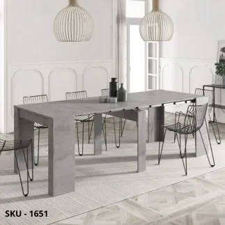 Consolle Estensibile in Nobilitato con 4 Allunghe, Finiture Rovere Nodato, Beton o Bianco