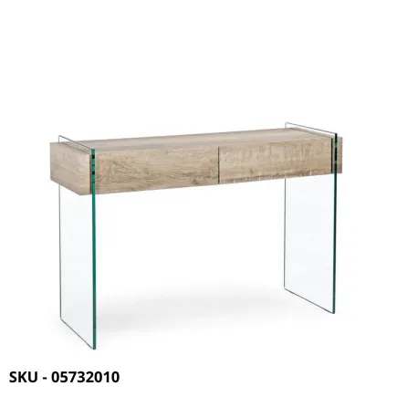 Consolle Kenya in MDF Effetto Legno e Fianchi in Vetro - Stile Moderno – Contemporaneo – Made in Italy