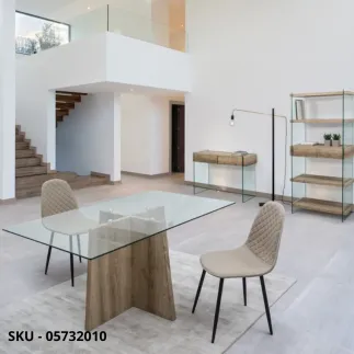 marca-design-shop-stile-moderno-stile-contemporaneo-Consolle Kenya in MDF Effetto Legno e Fianchi in Vetro