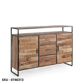 marca-design-shop-stile-moderno-stile-contemporaneo-Credenza Elmer in Legno d'Acacia con Struttura in Acciaio Verniciato