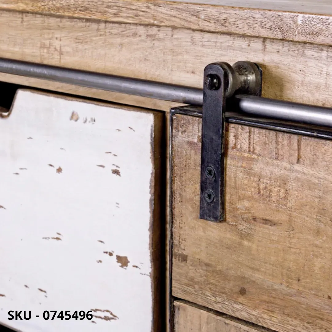 marca-design-shop-stile-moderno-stile-contemporaneo-Credenza Tudor 2 Ante 3 Cassetti in Legno di Mango con Base in Acciaio