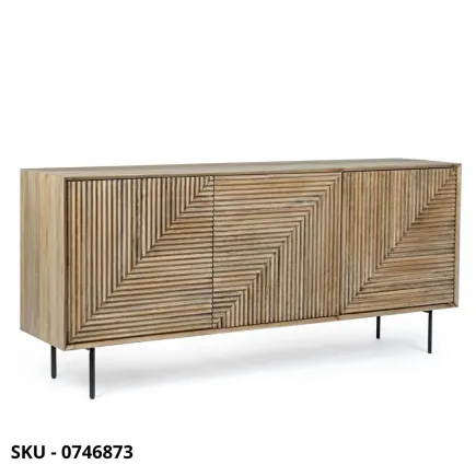 Credenza Darsey in Legno di Mango con Gambe in Acciaio e Mensola Interna con 2,3 o 4 ante