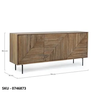 Credenza Darsey in Legno di Mango con Gambe in Acciaio e Mensola Interna con 2,3 o 4 ante