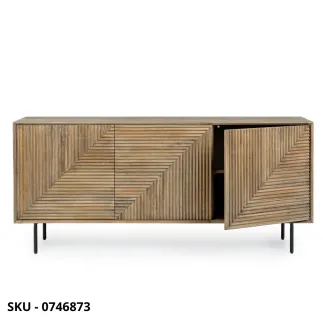 Credenza Darsey in Legno di Mango con Gambe in Acciaio e Mensola Interna con 2,3 o 4 ante