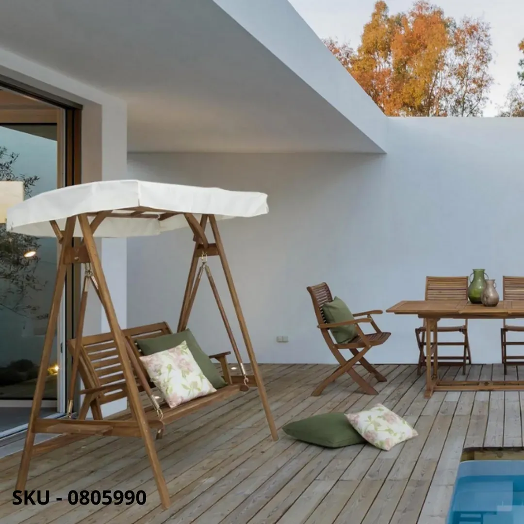 marca-design-shop-stile-moderno-stile-contemporaneo-Dondolo Da Giardino Noemi In Legno Di Acacia Con Tettoia