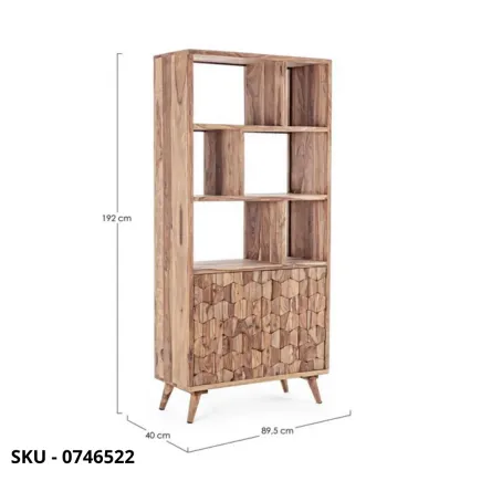 Libreria Kant in Legno Sheesham con Schienale in Compensato con 2 Ante – Stile Moderno – Contemporaneo