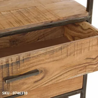 Libreria Elmer in Acciaio Verniciata e Ripiani in Legno di Acacia, con 4 Piani con 2 o 4 Cassetti