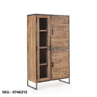 marca-design-shop-stile-moderno-stile-contemporaneo-Mobile Dispensa Vetrina Elmer, in Legno d’Acacia e Acciaio Verniciato