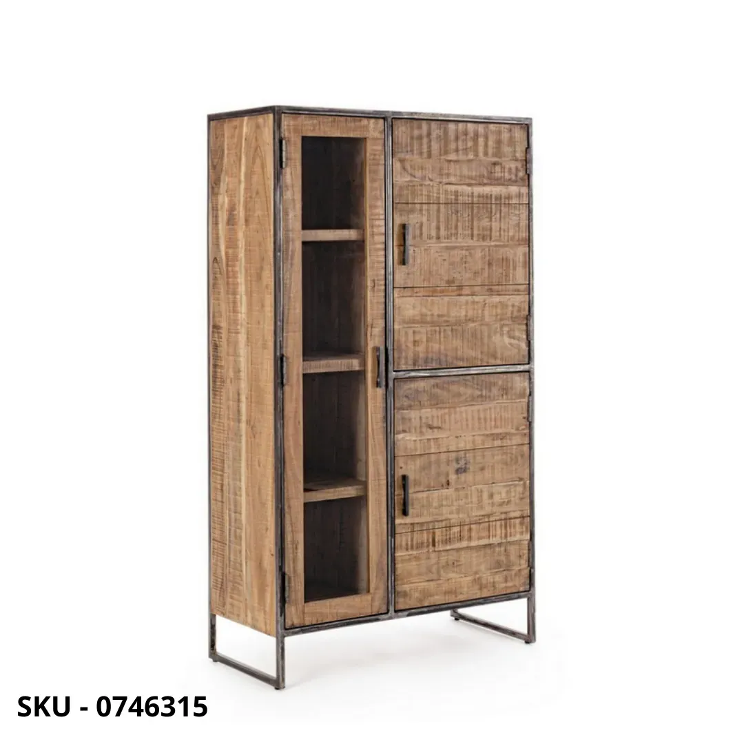 marca-design-shop-stile-moderno-stile-contemporaneo-Mobile Dispensa Vetrina Elmer, in Legno d’Acacia e Acciaio Verniciato