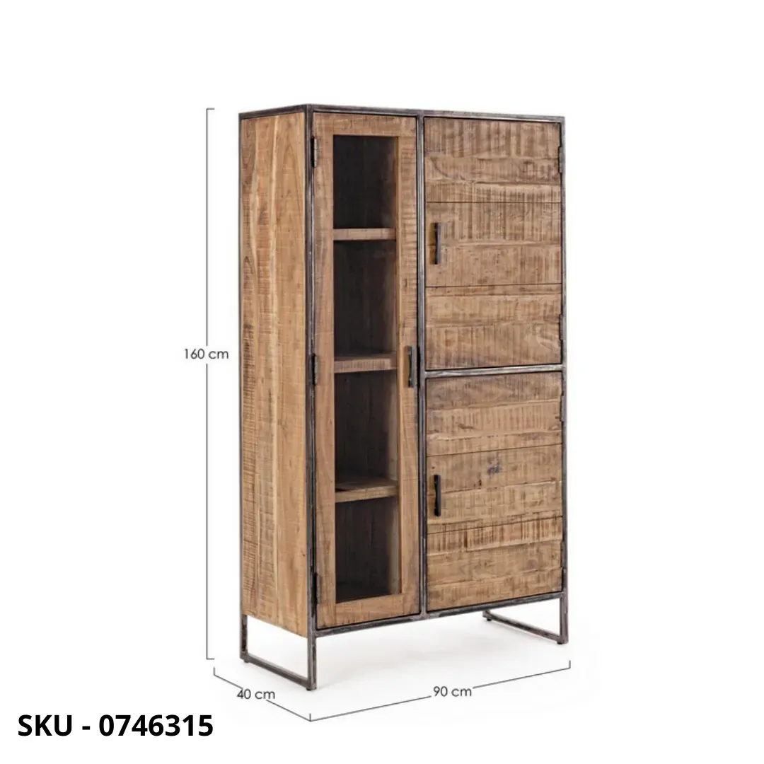 marca-design-shop-stile-moderno-stile-contemporaneo-Mobile Dispensa Vetrina Elmer, in Legno d’Acacia e Acciaio Verniciato