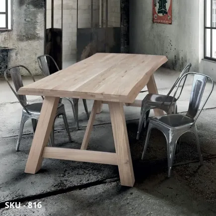 marca-design-shop-tavolo-fisso-rovere massello-nodo-aperto-Stile Moderno-Contemporaneo-Made-in-italy