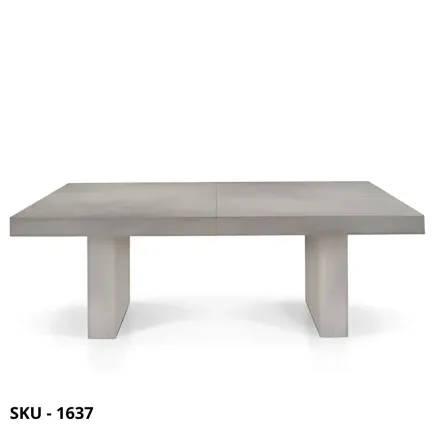 Tavolo allungabile, bianco consumato, rovere nodato, finitura beton, 5 o 6 allunghe da 50 cm – Stile Moderno