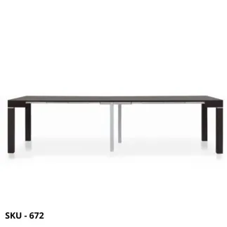 Tavolo allungabile in legno, finitura materica wengè, tortora, bianco frassinato, 5 allunghe