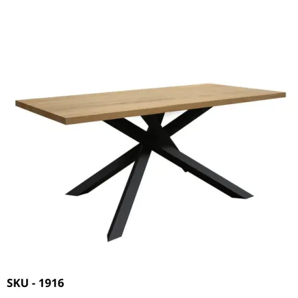 Tavolo fisso in legno di rovere impiallacciato con gambe in metallo – Stile Moderno - Contemporaneo - Made in Italy