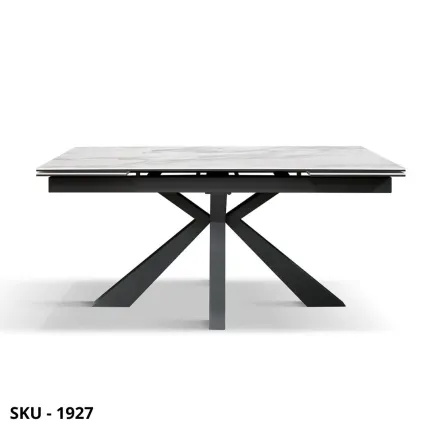 Tavolo da Pranzo Allungabile in Ceramica effetto marmo e metallo – Stile Moderno – Made in Italy – 160/240×90 – H 76 cm
