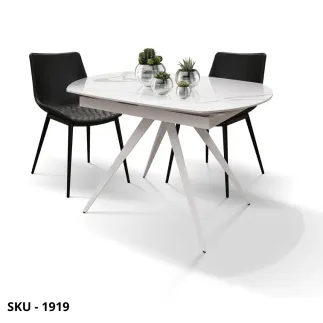 Tavolo Allungabile in Ceramica Effetto Marmo Statuario o Grigio grafite e Gambe in Metallo – Stile Moderno – Made in Italy