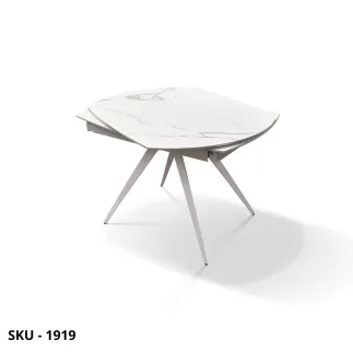 Tavolo Allungabile in Ceramica Effetto Marmo Statuario o Grigio grafite e Gambe in Metallo – Stile Moderno – Made in Italy