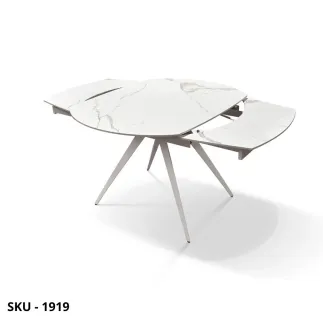 Tavolo Allungabile in Ceramica Effetto Marmo Statuario o Grigio grafite e Gambe in Metallo – Stile Moderno – Made in Italy