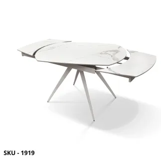 Tavolo Allungabile in Ceramica Effetto Marmo Statuario o Grigio grafite e Gambe in Metallo – Stile Moderno – Made in Italy