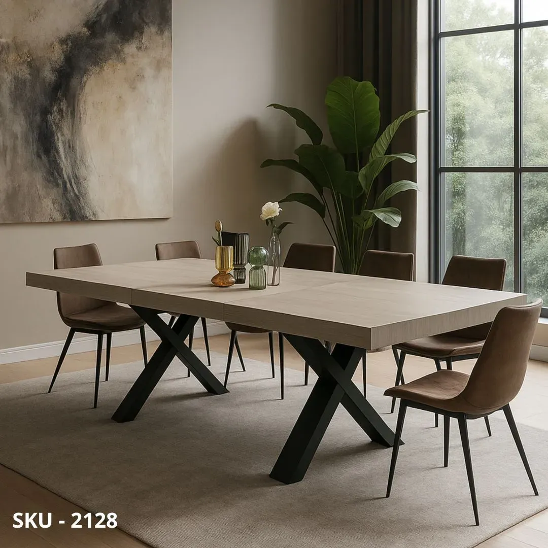 marca-design-shop-stile-moderno-stile-contemporaneo-Tavolo Allungabile in Nobilitato e Gambe a X