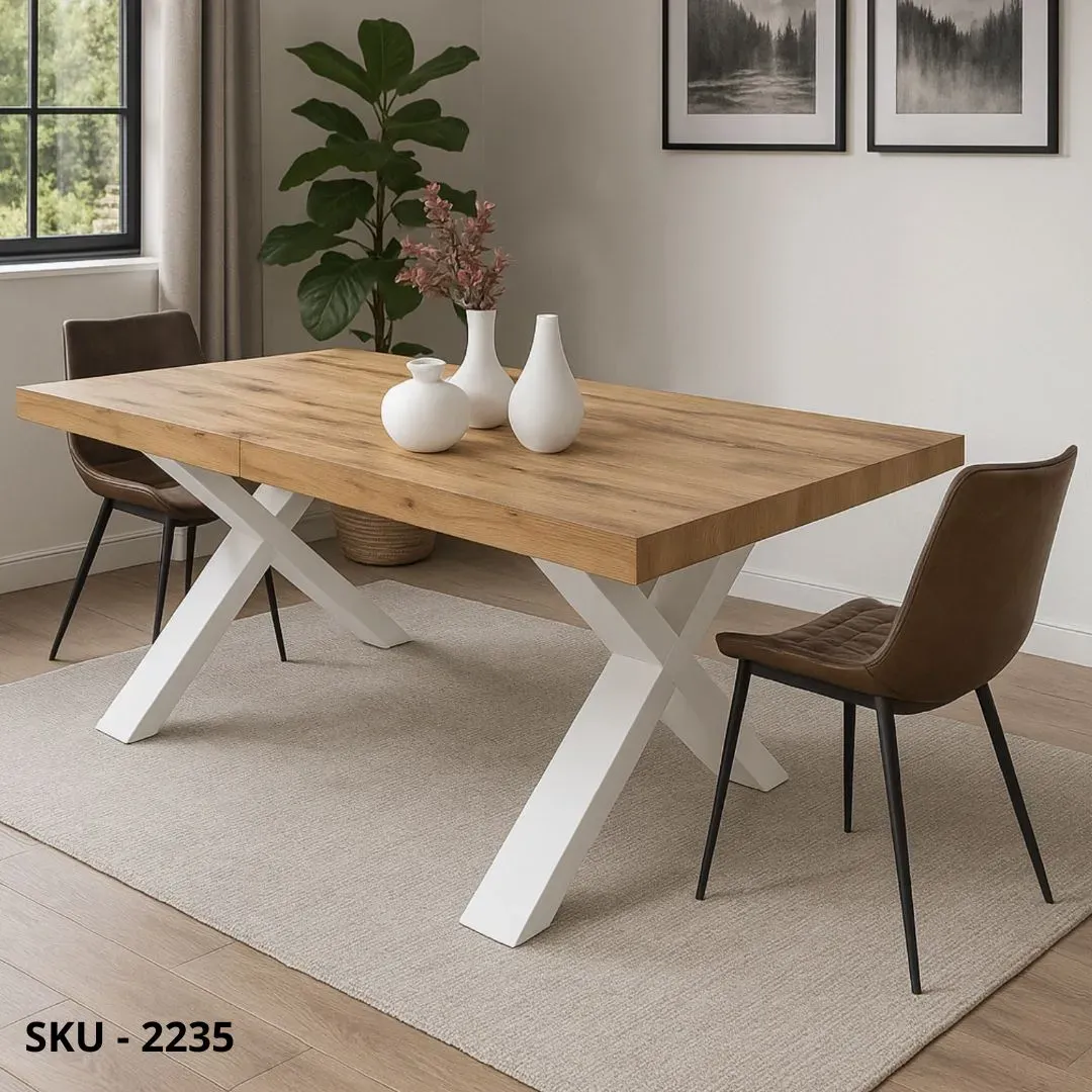 marca-design-shop-stile-moderno-stile-contemporaneo-Tavolo Allungabile in Nobilitato e Gambe a X