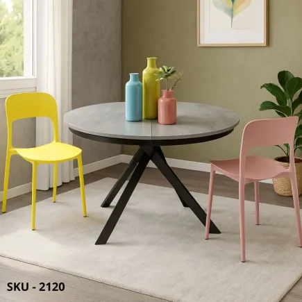 marca-design-shop-stile-moderno-stile-contemporaneo-Tavolo Rotondo Allungabile in Nobilitato con Gambe incrociate