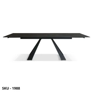 Tavolo Allungabile con Piano in Ceramica e Gambe in Metallo Nere – Stile Moderno – Made in Italy