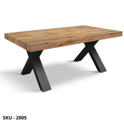 Tavolo Allungabile con Piano in Nobilitato Rovere Rustico e Gambe Nere a X – Stile Moderno – Made in Italy
