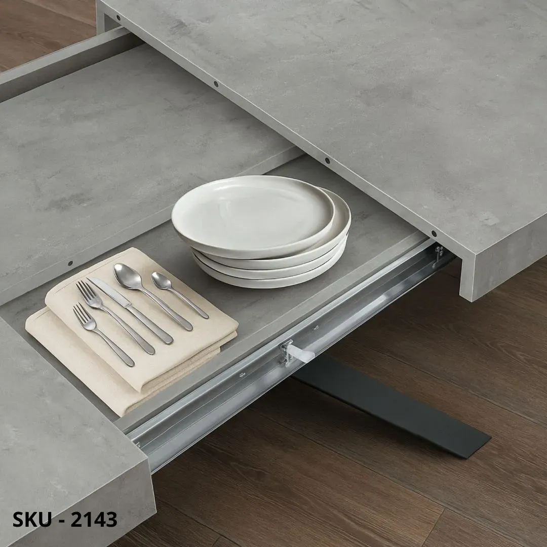 marca-design-shop-stile-moderno-stile-contemporaneo-Tavolo Allungabile con Piano in Nobilitato e Base in Metallo