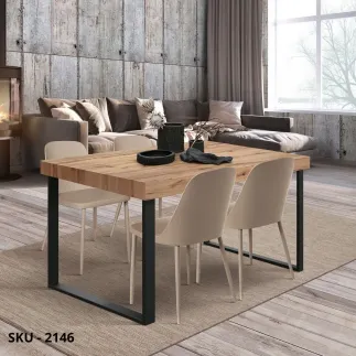 Tavolo Allungabile – Piano in Nobilitato Grigio Cemento e Base in Metallo Nero – Stile Moderno – Made in Italy