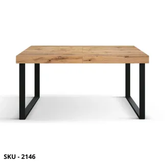 Tavolo Allungabile – Piano in Nobilitato Grigio Cemento e Base in Metallo Nero – Stile Moderno – Made in Italy