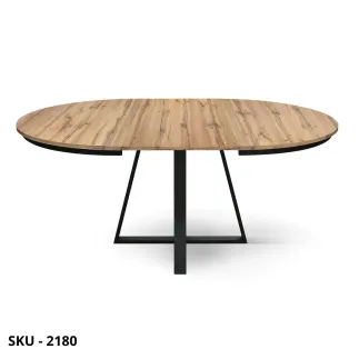 Tavolo Rotondo Allungabile con Piano nobilitato e Base in Metallo Nera – Stile Contemporaneo – Made in Italy