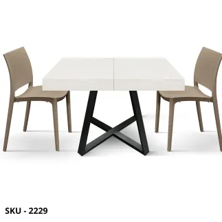 Tavolo Allungabile con Piano nobilitato e Base in Metallo Nera – Stile Moderno – Made in Italy