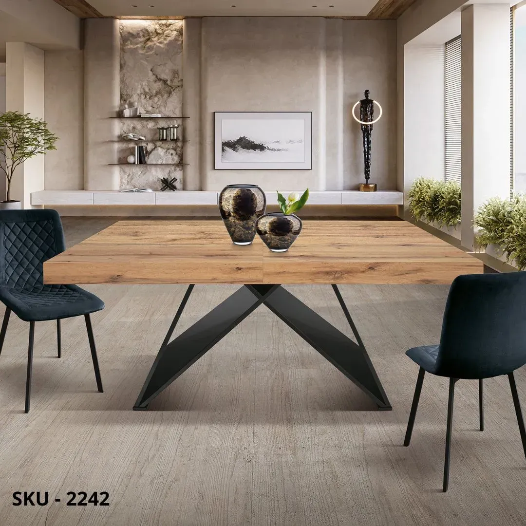 marca-design-shop-stile-moderno-stile-contemporaneo-Tavolo Allungabile con Piano in Nobilitato e Base Nera