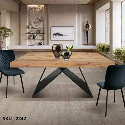 marca-design-shop-stile-moderno-stile-contemporaneo-Tavolo Allungabile con Piano in Nobilitato e Base Nera