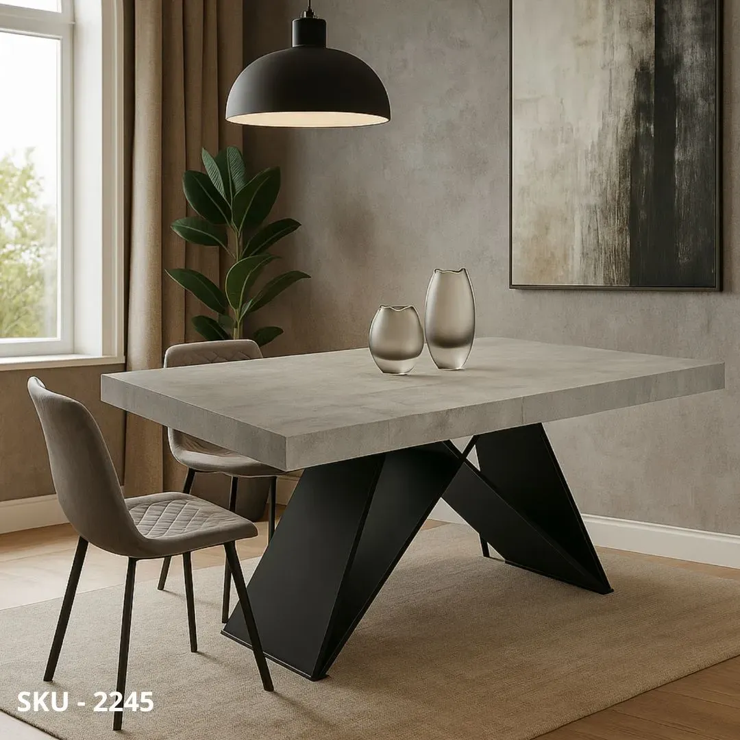 marca-design-shop-stile-moderno-stile-contemporaneo-Tavolo Allungabile con Piano in Nobilitato e Base Nera