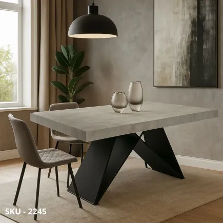 Tavolo Allungabile con Piano in Nobilitato e Base Nera – Stile Moderno – Made in Italy