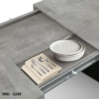 Tavolo Allungabile con Piano in Nobilitato e Base Nera – Stile Moderno – Made in Italy