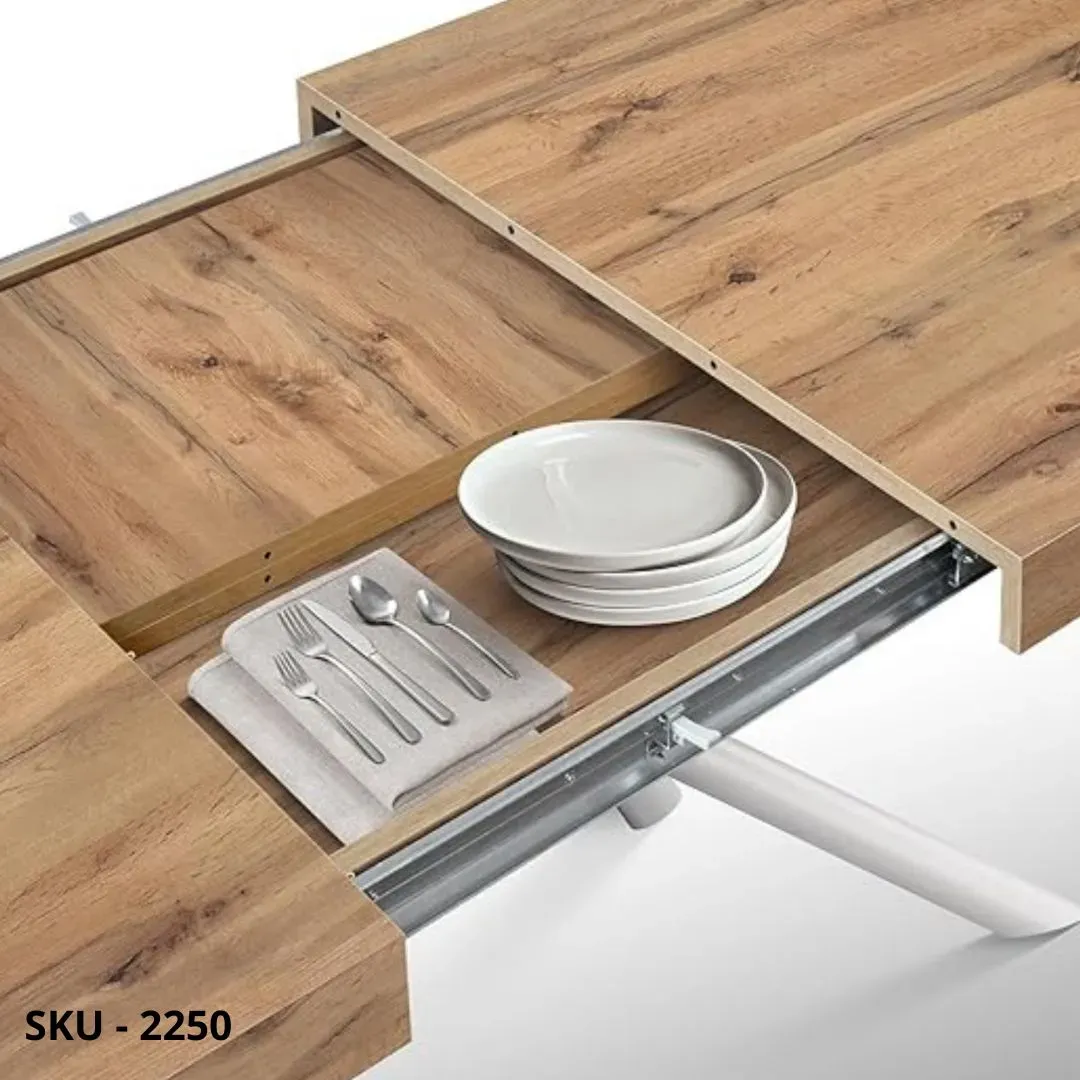 marca-design-shop-stile-moderno-stile-contemporaneo-Tavolo Allungabile con Piano in Nobilitato e Gambe incrociate in Metallo