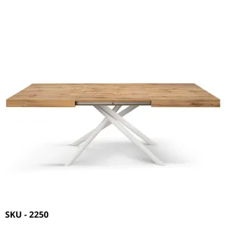 Tavolo Allungabile con Piano in Nobilitato e Gambe incrociate in Metallo – Stile Moderno – Made in Italy
