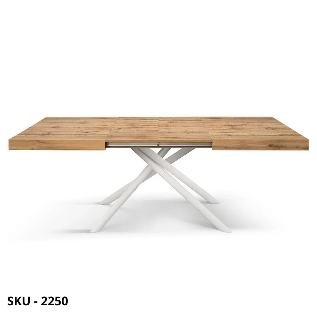 marca-design-shop-stile-moderno-stile-contemporaneo-Tavolo Allungabile con Piano in Nobilitato e Gambe incrociate in Metallo