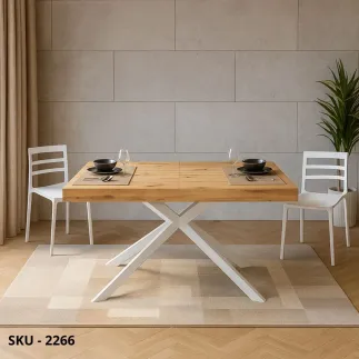 Tavolo Allungabile con Piano in Nobilitato e Gambe a stella in Metallo – Stile Moderno – Made in Italy – 140/220×90 cm – H 74 cm