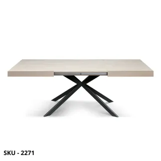 Tavolo Allungabile con Piano in Nobilitato e Gambe a stella in Metallo – Stile Moderno – Made in Italy - 160/240×90 cm– H 74 cm